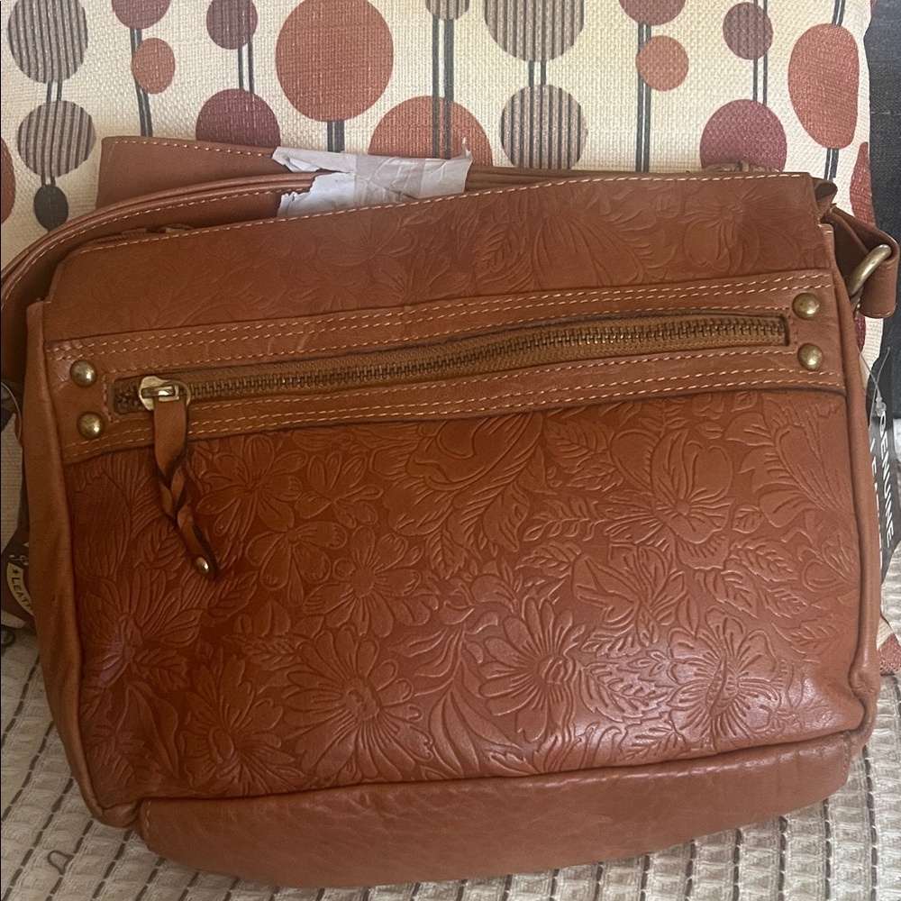 Elegant Brown Floral Embossed Women's Bag